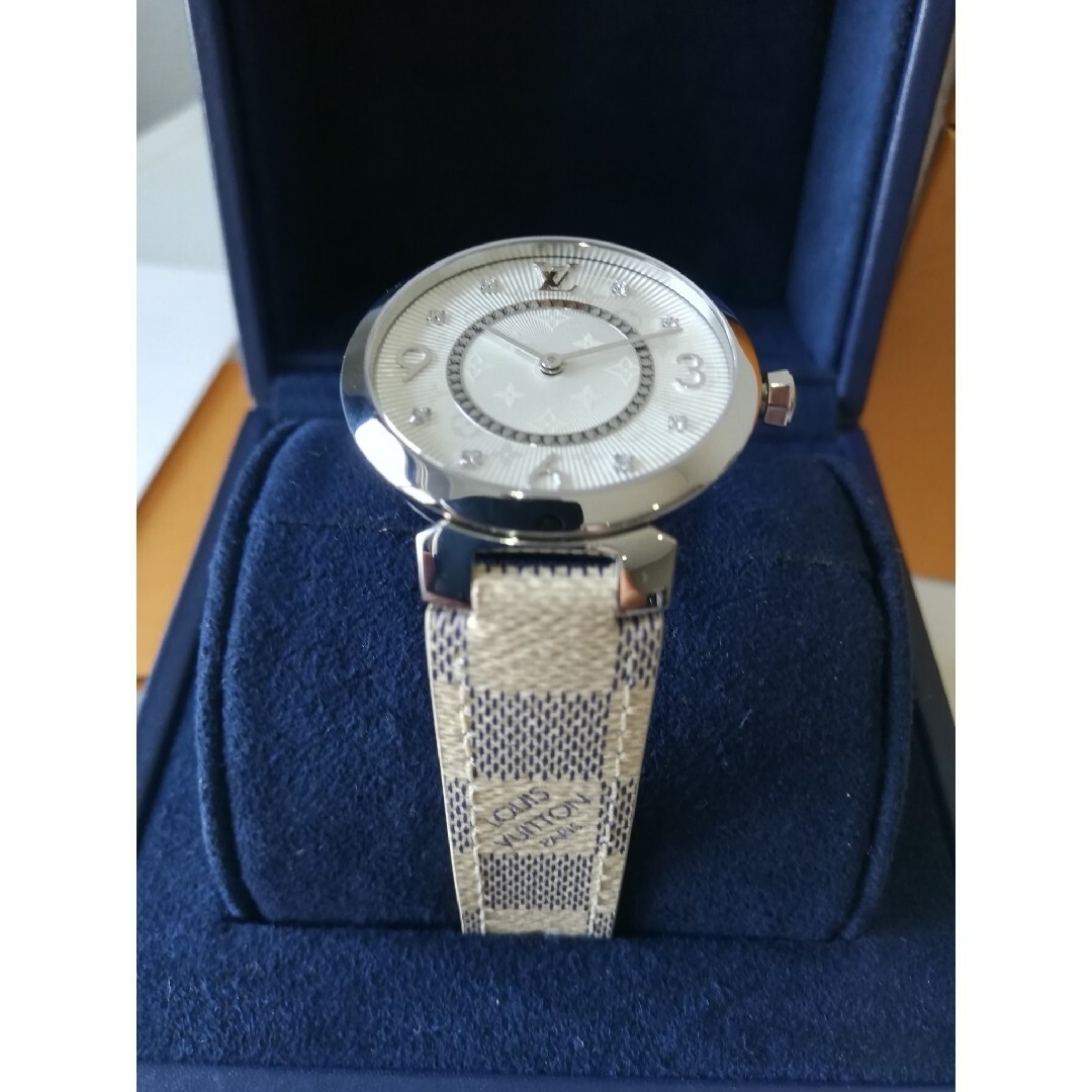 LOUIS VUITTON(ルイヴィトン)の超美品☆ルイヴィトン　タンブールスリムMM　レディース腕時計　ダミエアズール レディースのファッション小物(腕時計)の商品写真