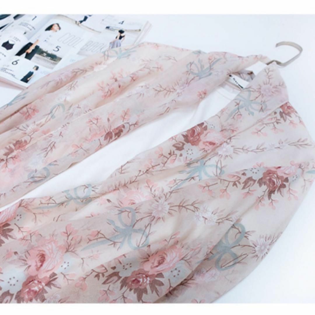 ショール　ストール　バラ柄　大判　花柄　ピンク　母の日プレゼント　フラワー レディースのファッション小物(マフラー/ショール)の商品写真
