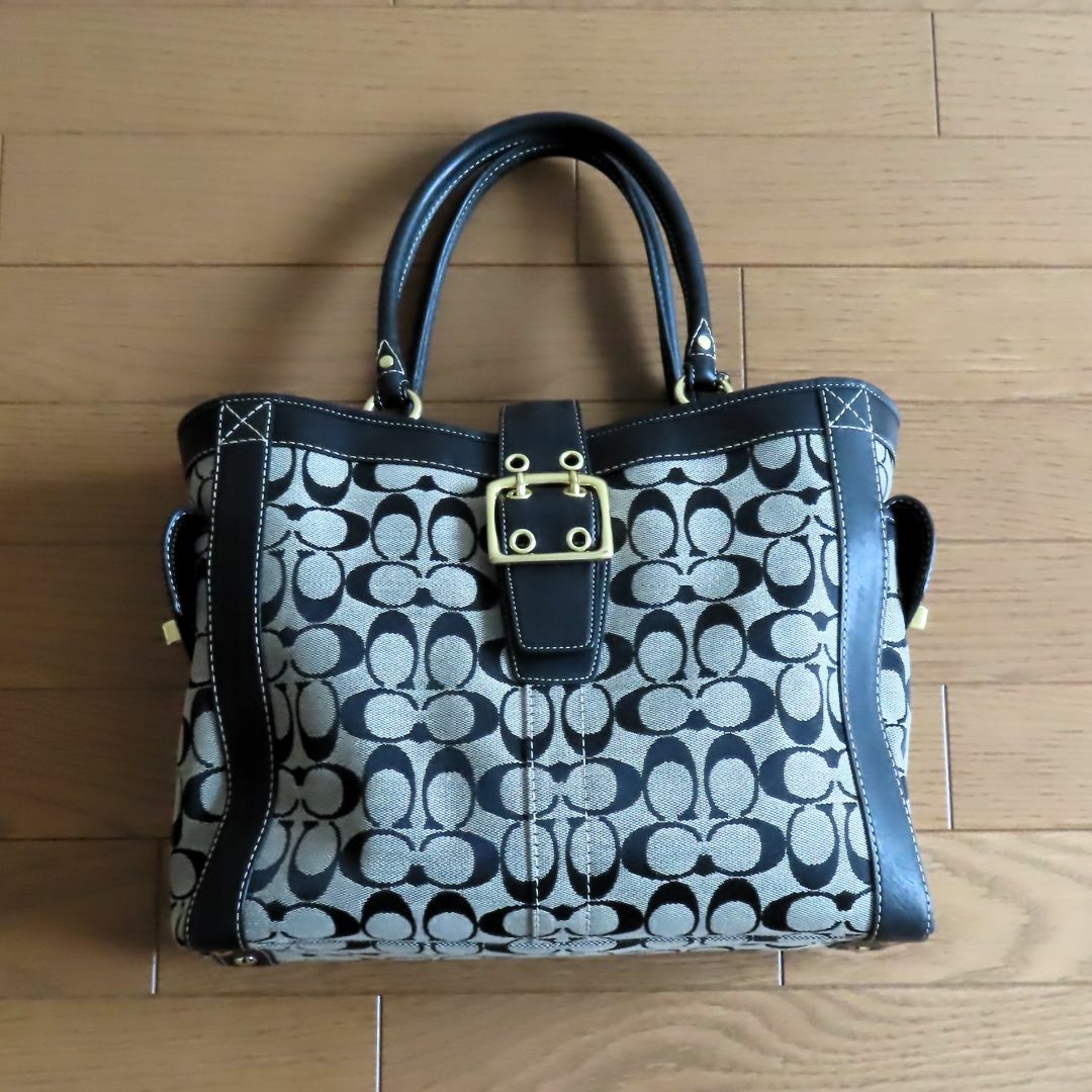 COACH - 美品 COACH コーチ ハンドバッグ ネイビー系 25×34×10cm