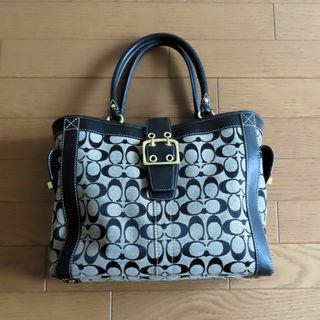 COACH - 美品 COACH コーチ ハンドバッグ ネイビー系 25×34×10cm