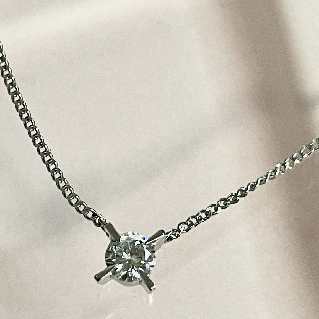 Pt850 ダイヤ付ネックレス D0.31ct 大粒 一粒石 レディースのアクセサリー(ネックレス)の商品写真