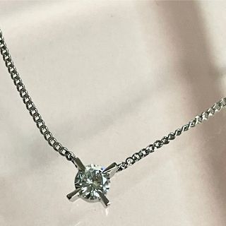 Pt850 ダイヤ付ネックレス D0.31ct 大粒 一粒石(ネックレス)