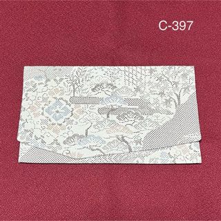 C-397ハンドメイド　着物リメイク　化繊　慶事用袱紗(ポーチ)