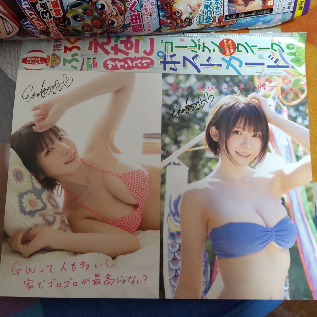 秋田書店(アキタショテン)の【えなこ】チャンピオン切り抜き＆付録ポスター＆ファイル＆ポストカード＆応募券付 エンタメ/ホビーのタレントグッズ(アイドルグッズ)の商品写真