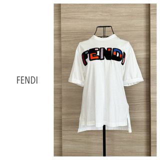 FENDI フェンディー　カラフルロゴ刺繍Tシャツ