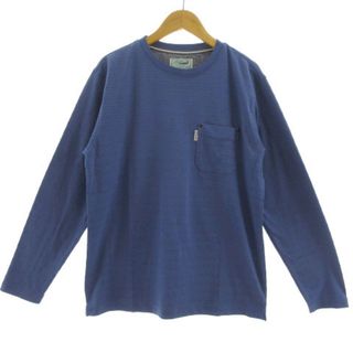 Crocodile - CROCODILE Tシャツ 長袖 ロンT 胸ポケ ロゴ ボーダー 青系 M