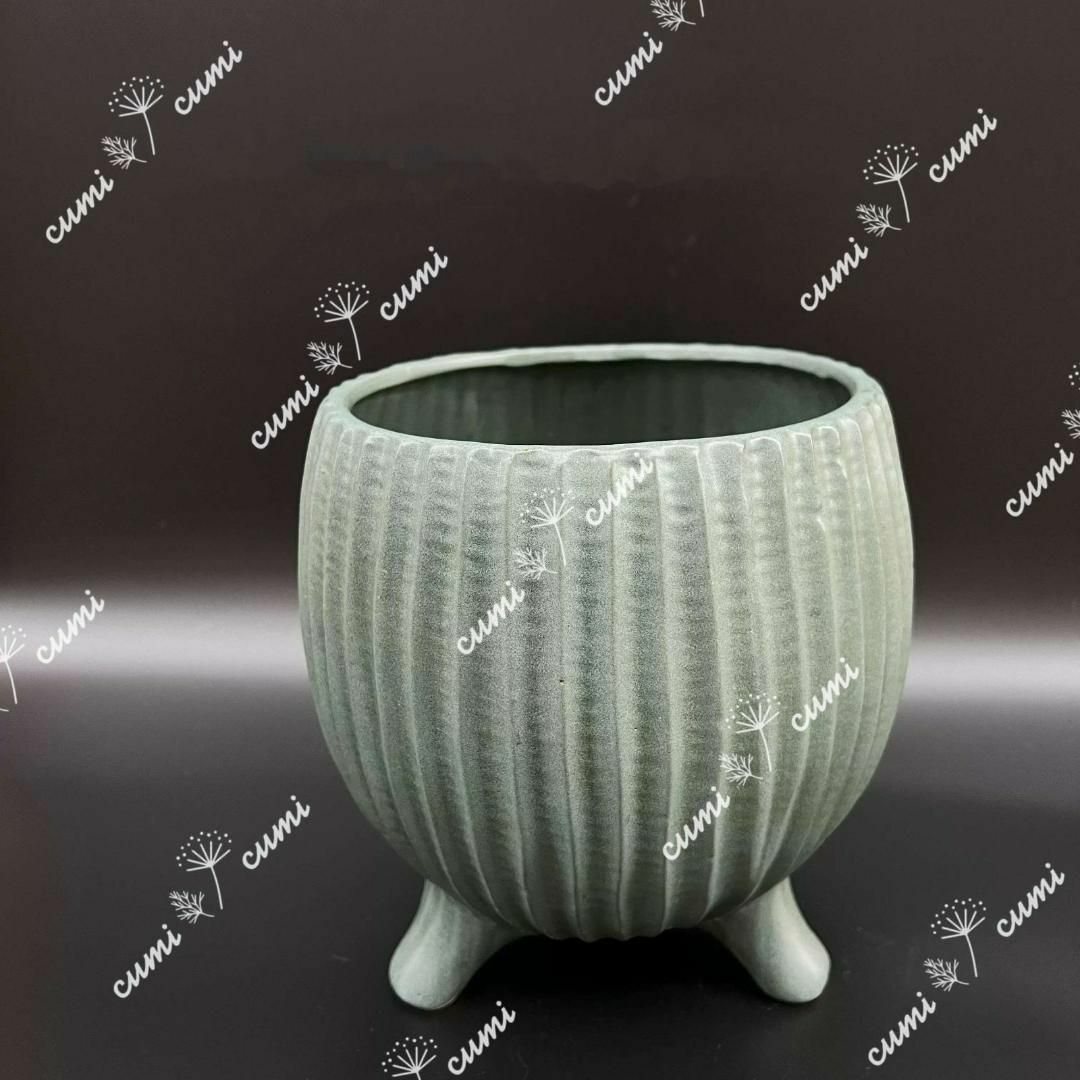 N0052【イギリス*Woodlodge】6号  グリーン 植木鉢 陶器鉢カバー ハンドメイドのフラワー/ガーデン(プランター)の商品写真