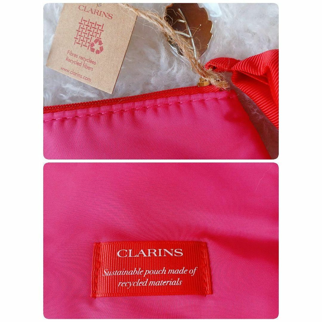CLARINS(クラランス)の【未使用品❤️】CLARINSクラランス　クリスマスコフレポーチ　ピンク リボン レディースのファッション小物(ポーチ)の商品写真