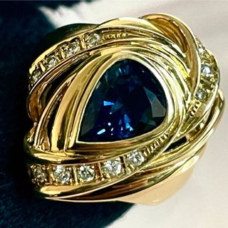 K18 サファイア ダイヤ付 デザインリング S2.944ct(リング(指輪))