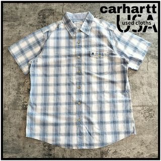 carhartt - 【C160】カーハート USA古着 半袖シャツ チェック 刺繍ワンポイント