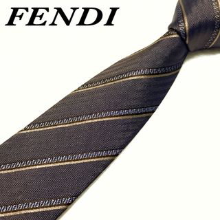 フェンディ(FENDI)の 【美品】 フェンディ ネクタイ ズッカ柄 ストライプ シルク ハイブランド(ネクタイ)