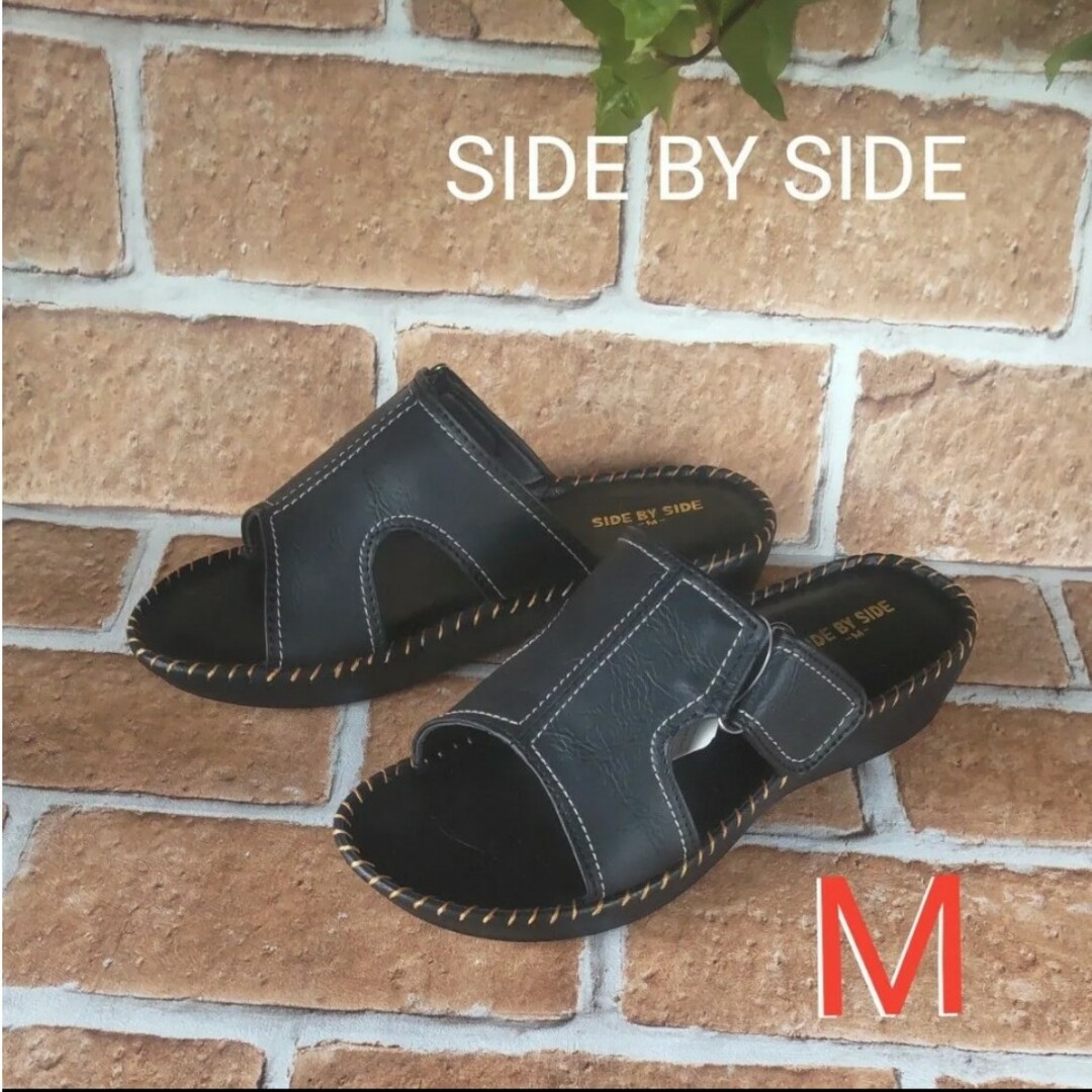 レディース SIDE BY SIDE 軽量サンダル 　ブラックM/3E(23cm レディースの靴/シューズ(サンダル)の商品写真