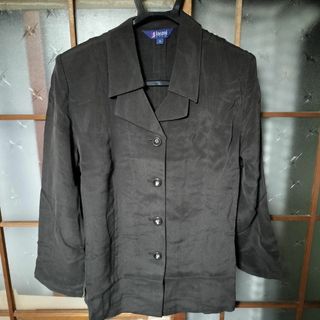 新品 jasmi silk  上下セット 長ズボン ブラウス ジャケット 紺 M(その他)