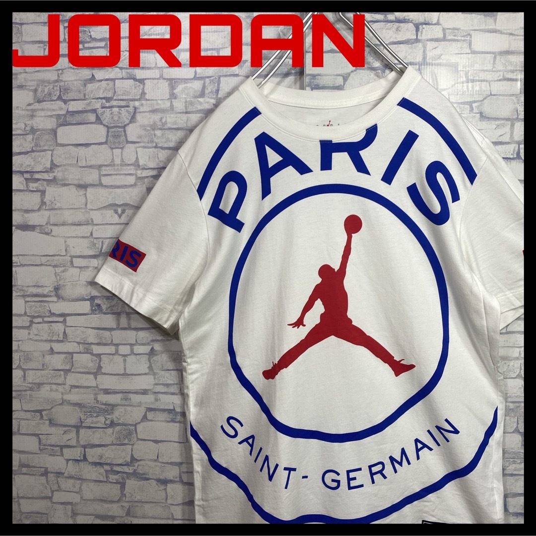 Jordan Brand（NIKE）(ジョーダン)のパリ　サンジェルマン×ジョーダン　デカロゴ　半袖Tシャツ　ジャンプマン　Lサイズ メンズのトップス(Tシャツ/カットソー(半袖/袖なし))の商品写真