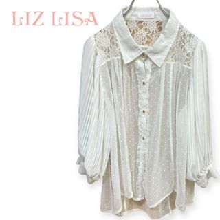 LIZ  LISA レースドットプリーツブラウス　バルーン