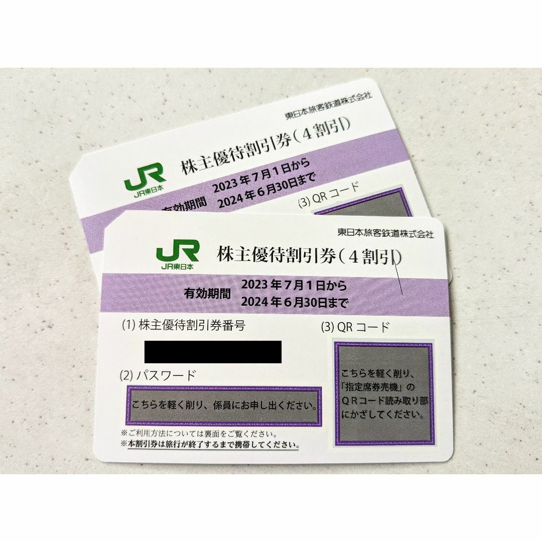 JR(ジェイアール)のJR東日本 株主優待券 2枚 ［有効期限2024年6月30日］ チケットの乗車券/交通券(鉄道乗車券)の商品写真