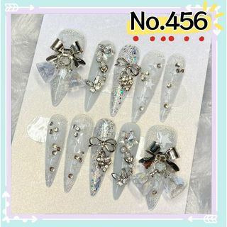 現品No.456XSネイルチップクリスマス雪花付け爪y2k蝶々ギャルサブカル(つけ爪/ネイルチップ)