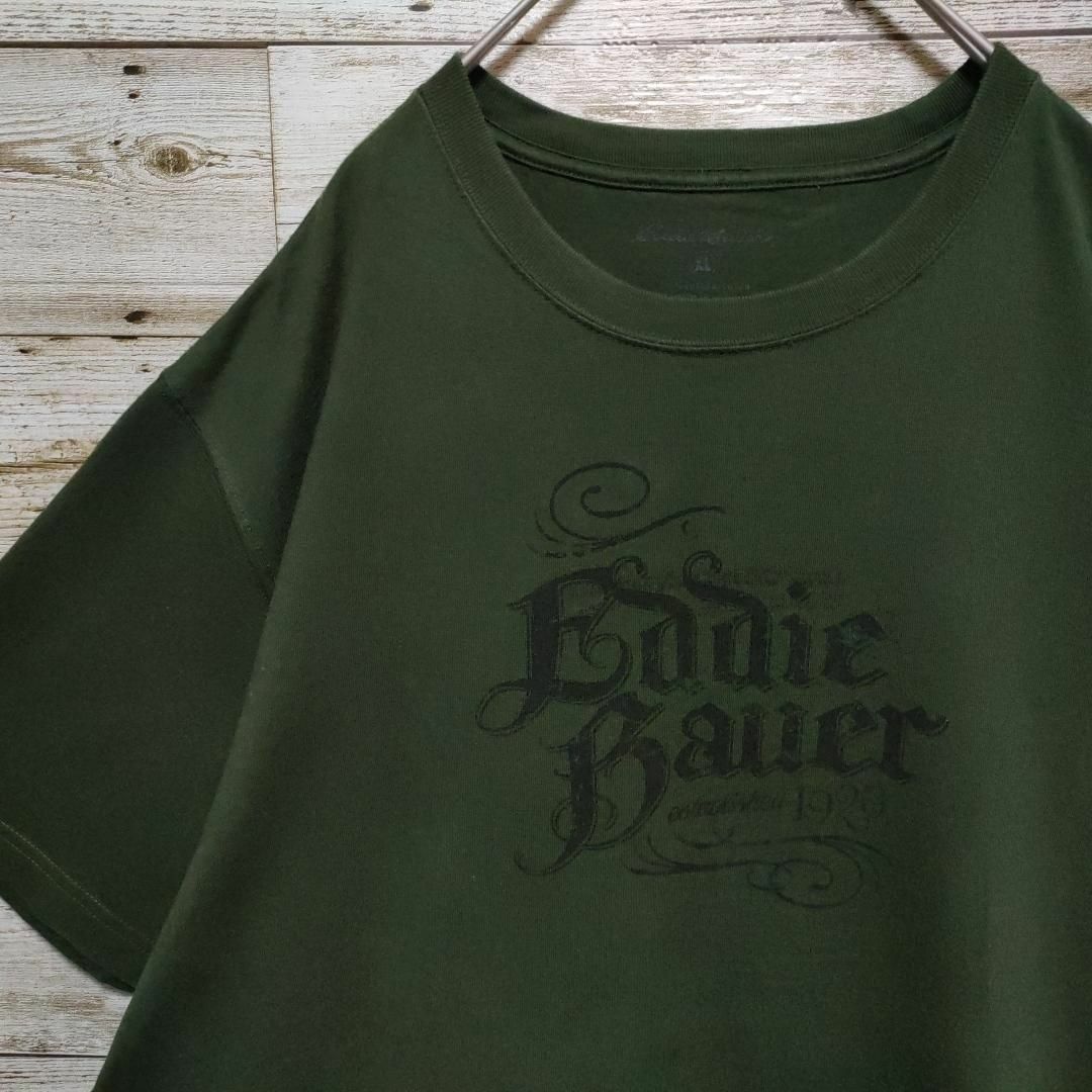 Eddie Bauer(エディーバウアー)の【612】EddieBauerエディーバウアービックロゴTシャツグリーンＸＬ古着 メンズのトップス(Tシャツ/カットソー(半袖/袖なし))の商品写真