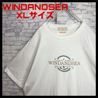 ウィンダンシー(WIND AND SEA)のウィンダンシー　センター刺繍ロゴ　半袖Tシャツ　XLサイズ　白　古着(Tシャツ/カットソー(半袖/袖なし))