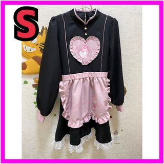 サンリオ(サンリオ)のサンリオ　マイメロちゃん　ヘッドドレス付き　ワンピース　メイド服　Sサイズ　女性(ミニワンピース)