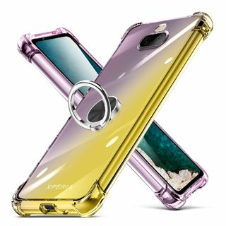 【サイズ:Xperia8_色:黑+金】Xperia 8 ケース リング クリア (その他)