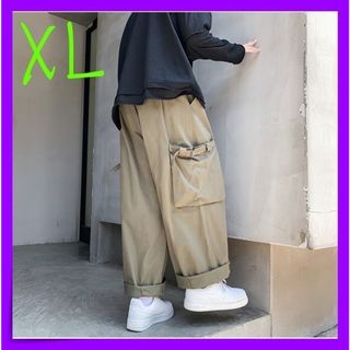 カーゴパンツ ワイド ボトムス ユニセックス メンズ 袴パンツ カーキ XL