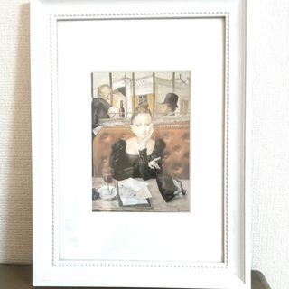 藤田嗣治「カフェにて」生誕120年希少画集から 木製額(その他)