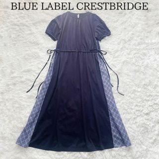 BLUE LABEL CRESTBRIDGE - 【美品】BLUE LABEL CRESTBRIDGE  半袖ワンピース ネイビー