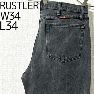 ラングラー(Wrangler)のRUSTLER ラスラー W34 ブラックデニム ボトム パンツ 黒 8741(デニム/ジーンズ)