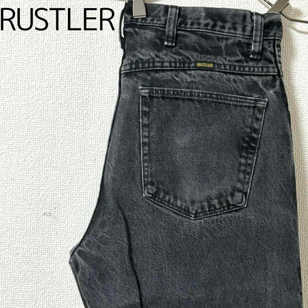 Wrangler(ラングラー)のRUSTLER ラスラー W34相当 ブラックデニム ボトム 黒 8745 メンズのパンツ(デニム/ジーンズ)の商品写真