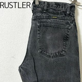 ラングラー(Wrangler)のRUSTLER ラスラー W34相当 ブラックデニム ボトム 黒 8745(デニム/ジーンズ)