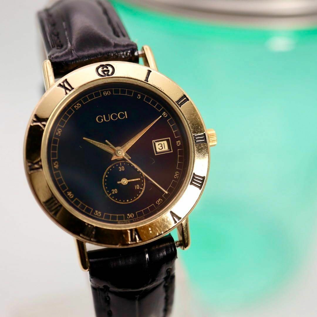 Gucci(グッチ)の美品！GUCCI ローマンベゼル デイト スモールセコンド 腕時計 587 レディースのファッション小物(腕時計)の商品写真
