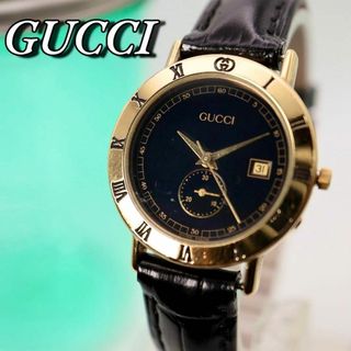 グッチ(Gucci)の美品！GUCCI ローマンベゼル デイト スモールセコンド 腕時計 587(腕時計)