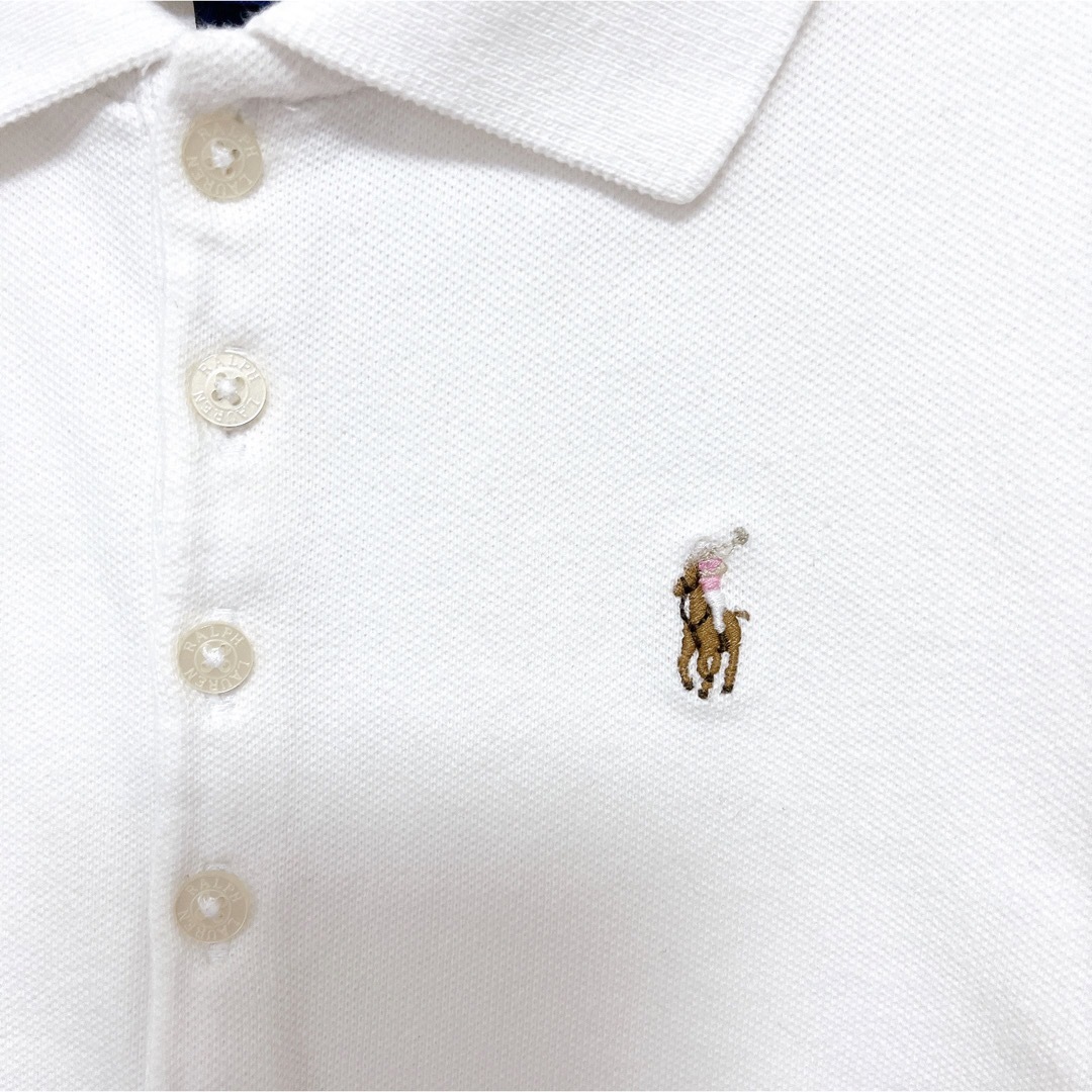 POLO RALPH LAUREN(ポロラルフローレン)のポロ ラルフローレン　ポロシャツ　120 白　ホワイト　女の子　半袖　夏 キッズ/ベビー/マタニティのキッズ服女の子用(90cm~)(Tシャツ/カットソー)の商品写真