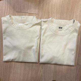 UNIQLO - 【ユニクロ】クルーネックT  ２枚組　ナチュラル　XL 即日発送いたします！