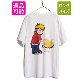 90s USA製 ★ しょんべん小僧 パロディ イラスト プリント Tシャツ メンズ XL / 90年代 オールド キャラクター 当時物 企業物 シボレー 白(Tシャツ/カットソー(半袖/袖なし))