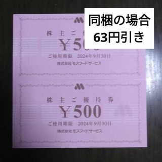 モスバーガー(モスバーガー)のモスフード、モスバーガー株主優待1000円分とキャラクターシール1枚(その他)