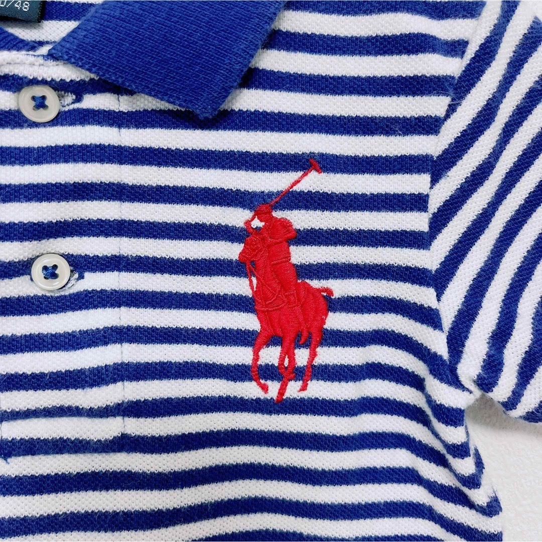 POLO RALPH LAUREN(ポロラルフローレン)のポロ ラルフローレン　ポロシャツ　ボーダー　80 ブルー　ビッグポニー　男の子 キッズ/ベビー/マタニティのベビー服(~85cm)(Ｔシャツ)の商品写真