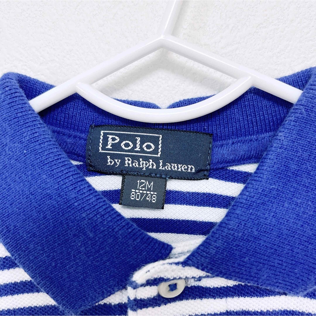 POLO RALPH LAUREN(ポロラルフローレン)のポロ ラルフローレン　ポロシャツ　ボーダー　80 ブルー　ビッグポニー　男の子 キッズ/ベビー/マタニティのベビー服(~85cm)(Ｔシャツ)の商品写真