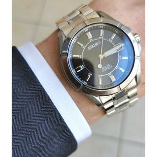 セイコー(SEIKO)のセイコービジネスウォッチ　メンズ　ソーラー腕時計　ベルト社外品(腕時計(アナログ))