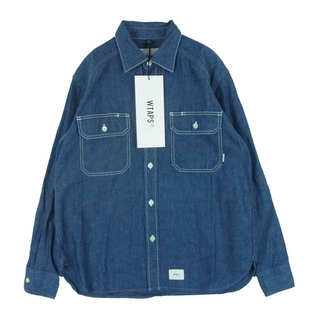 W)taps(ダブルタップス)のWTAPS ダブルタップス 191GWDT-SHM01 CELL CHAMBRAY デニム シャツ 長袖 インディゴブルー系 01【中古】 メンズのトップス(シャツ)の商品写真