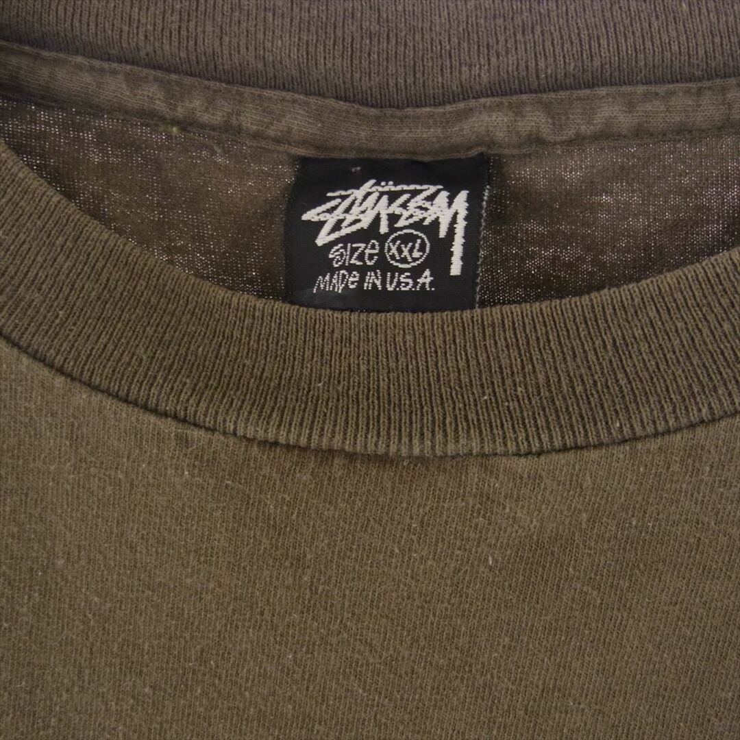 STUSSY(ステューシー)のSTUSSY ステューシー Ｔシャツ vintage 80s USA製 黒タグ ボウリングピン プリント Tシャツ カーキ系 XXL【中古】 メンズのトップス(シャツ)の商品写真