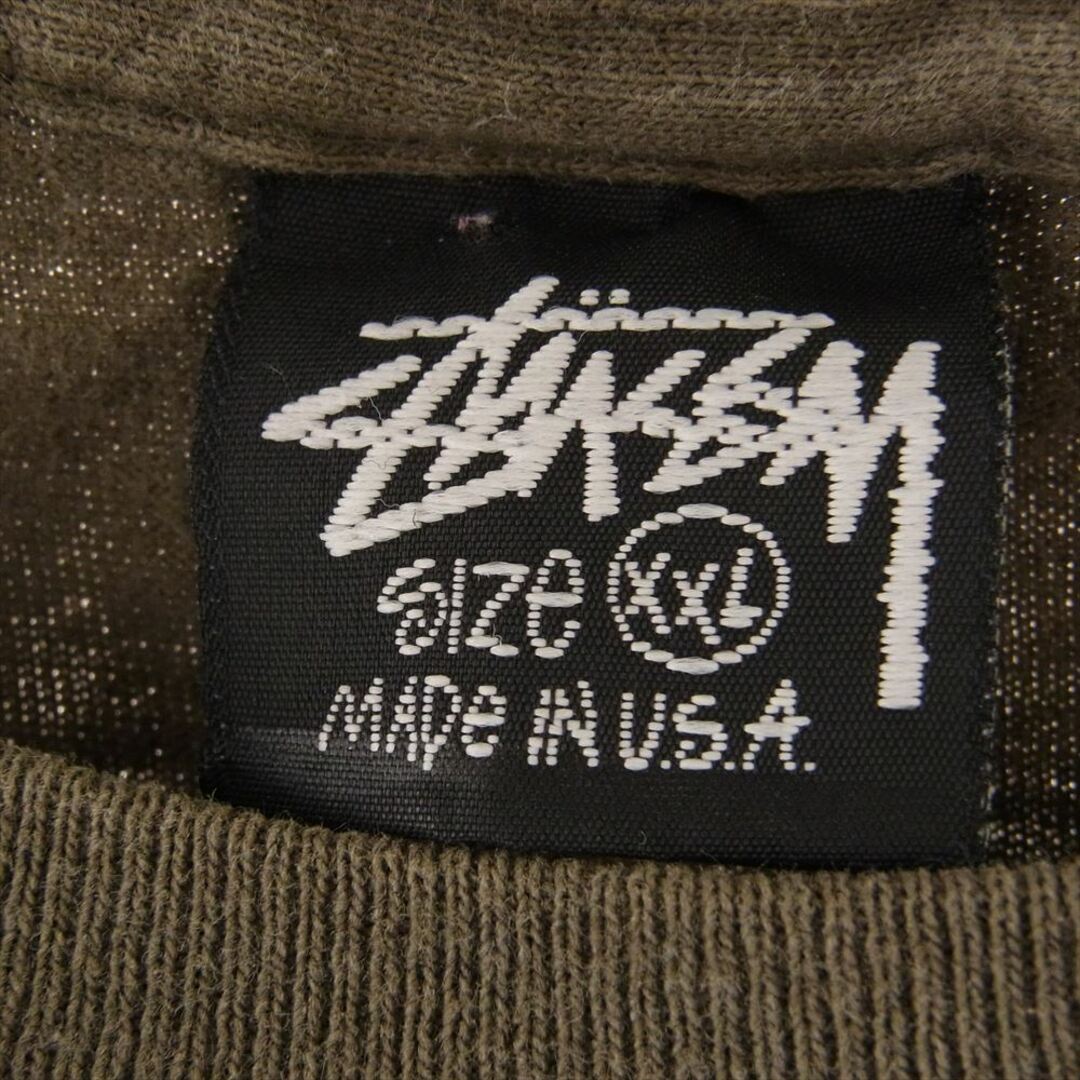 STUSSY(ステューシー)のSTUSSY ステューシー Ｔシャツ vintage 80s USA製 黒タグ ボウリングピン プリント Tシャツ カーキ系 XXL【中古】 メンズのトップス(シャツ)の商品写真