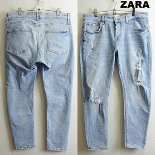 ZARA - ZARA MAN　スキニーテーパードデニム　W89cm　強ストレッチ　空色