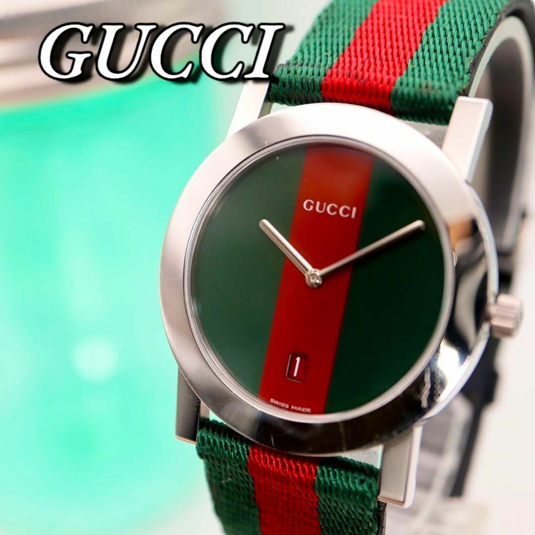 Gucci(グッチ)の美品！GUCCI シェリーライン ラウンド デイト クォーツ 腕時計 592 メンズの時計(腕時計(アナログ))の商品写真