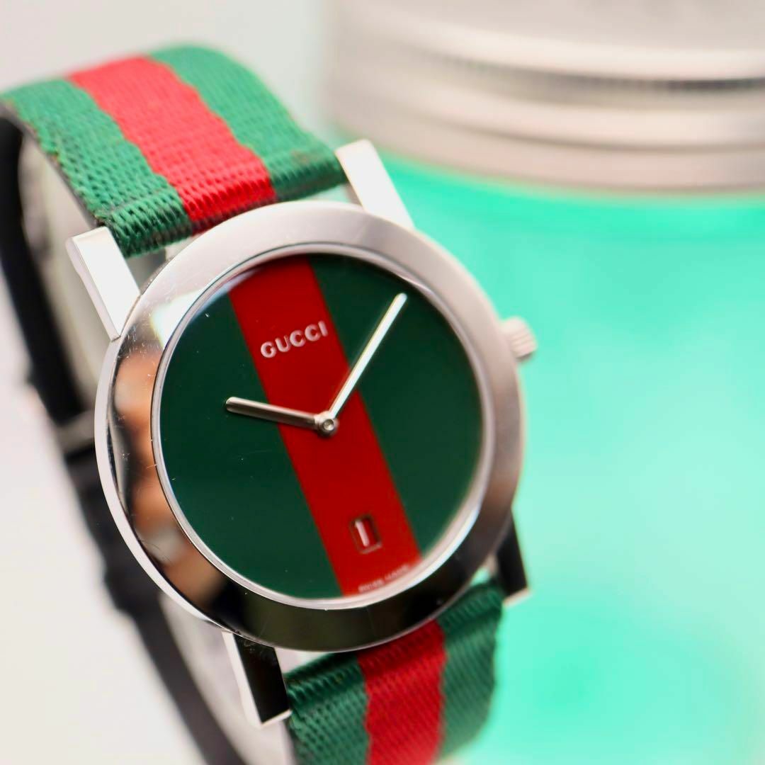 Gucci(グッチ)の美品！GUCCI シェリーライン ラウンド デイト クォーツ 腕時計 592 メンズの時計(腕時計(アナログ))の商品写真