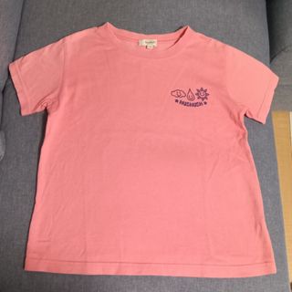 ハッシュアッシュ　半袖Ｔシャツ　バックプリント有　サーモンピンク(Tシャツ/カットソー)