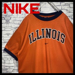 ナイキ(NIKE)の90s NIKE センター　スウォシュロゴ　イリノイ州　リンガーTシャツ　古着(Tシャツ/カットソー(半袖/袖なし))