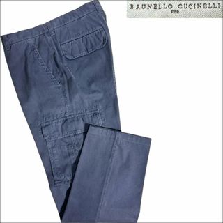 ブルネロクチネリ(BRUNELLO CUCINELLI)のJ7190 超美品 ブルネロクチネリ ガーメントダイカーゴパンツ ネイビー 52(チノパン)