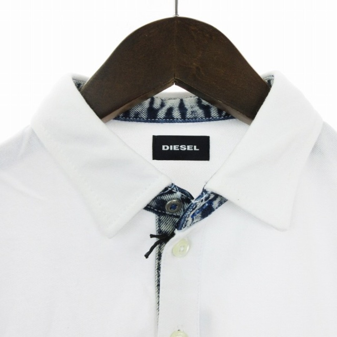 DIESEL(ディーゼル)のディーゼル タグ付き ポロシャツ 半袖 デニム切替 ロゴ 白 XS ■SM1 メンズのトップス(ポロシャツ)の商品写真